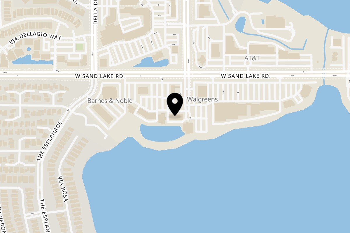 Map showing the location of The Madras Cafe on 7730 W Sand Lake Rd in Sand Lake